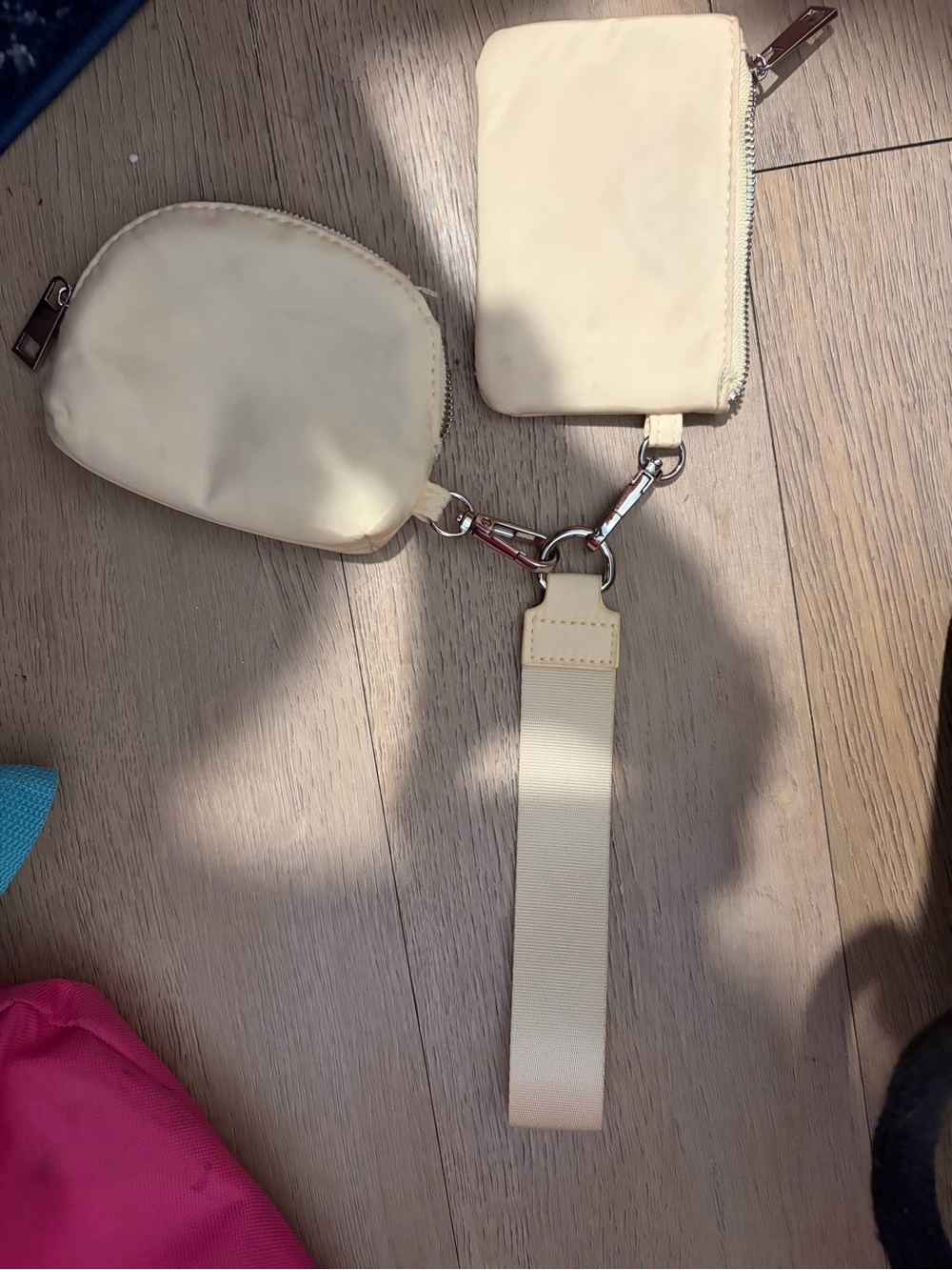 Target Cream Two-Pouch Key & Card Holder with Strap